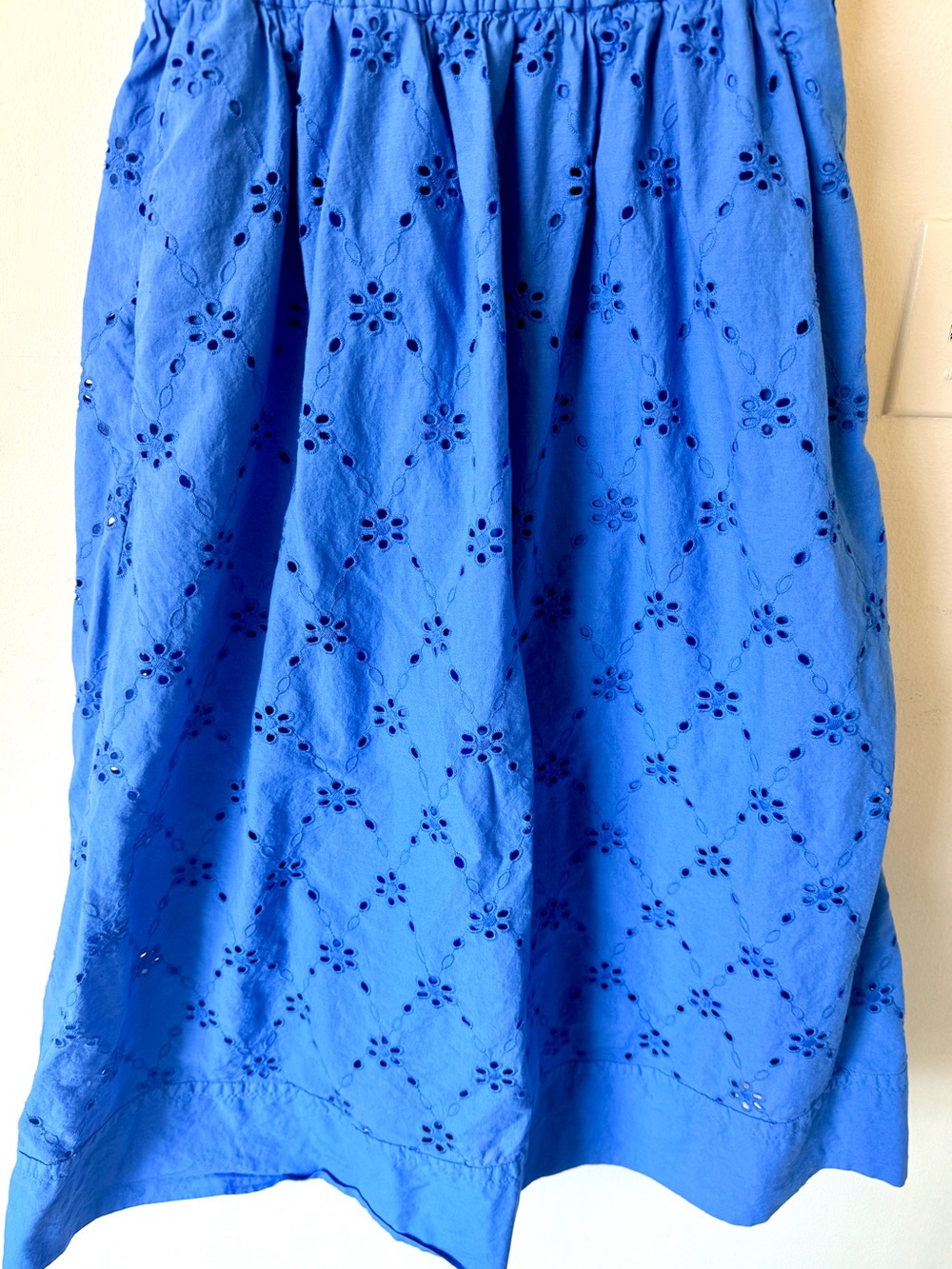 Never worn: J.Crew Factory Blue Eyelet Midi Skirt